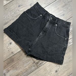 Express Black Wash Super High Rise Mom Short Shorties